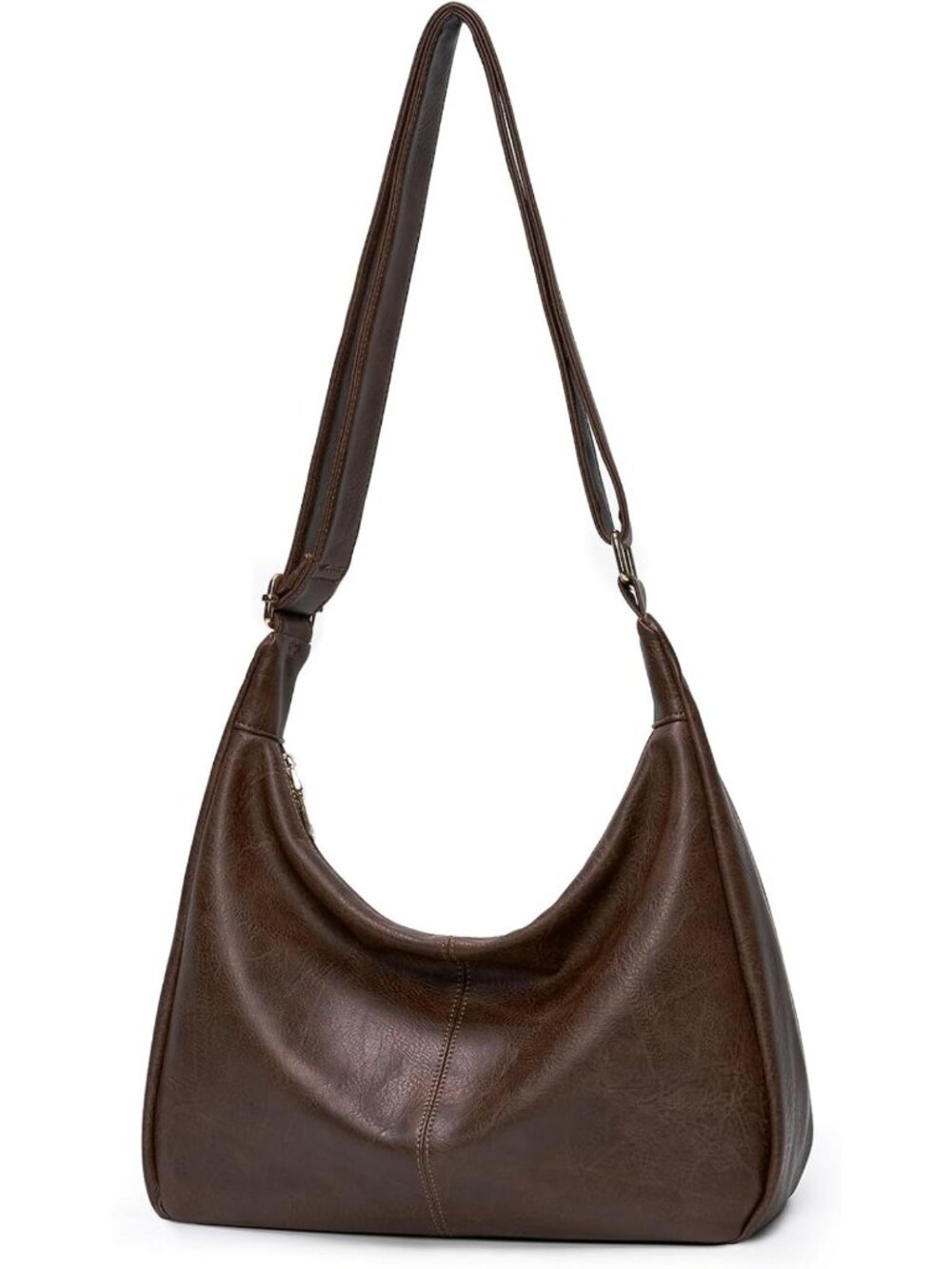Stylish Slouchy Shoulder Bag, Foldable Crossbody Hobo Purse in PU Leather
